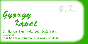 gyorgy kapel business card